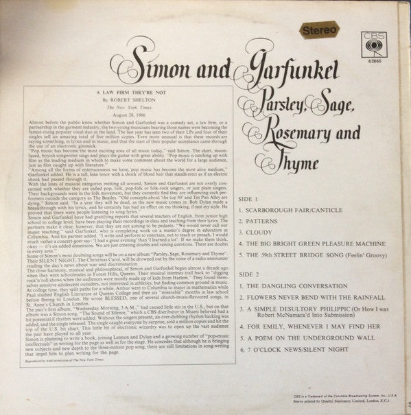 Simon And Garfunkel - Parsley, Sage, Rosemary And Thyme