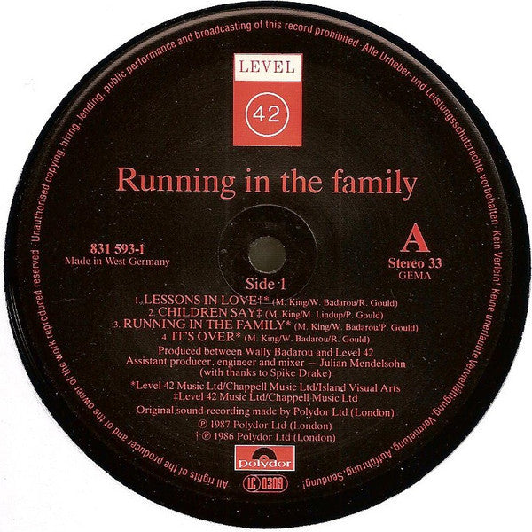 Level 42 ‎– Running In The Family
