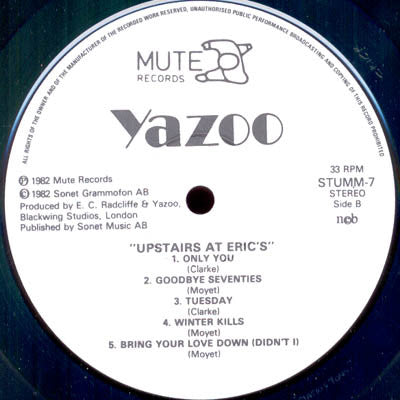 Yazoo - Upstairs At Eric's
