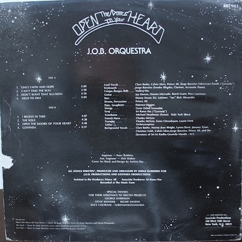 J.O.B. Orquestra ‎– Open The Doors To Your Heart