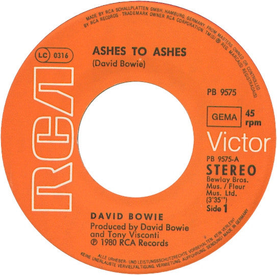 Bowie, David - Ashes To Ashes