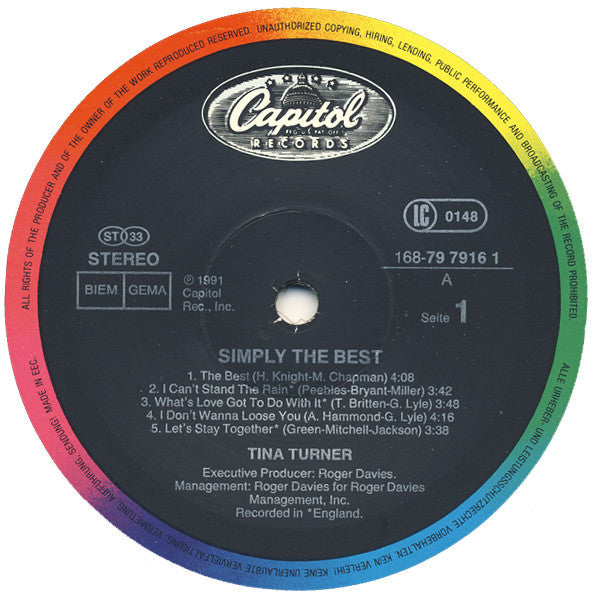 Turner, Tina  ‎– Simply The Best