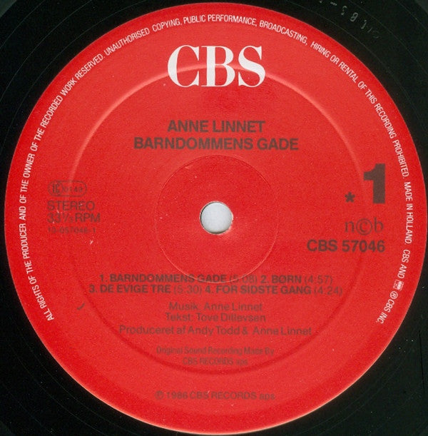 Linnet, Anne ‎– Barndommens Gade
