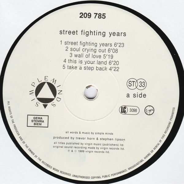 Simple Minds - Street Fighting Years
