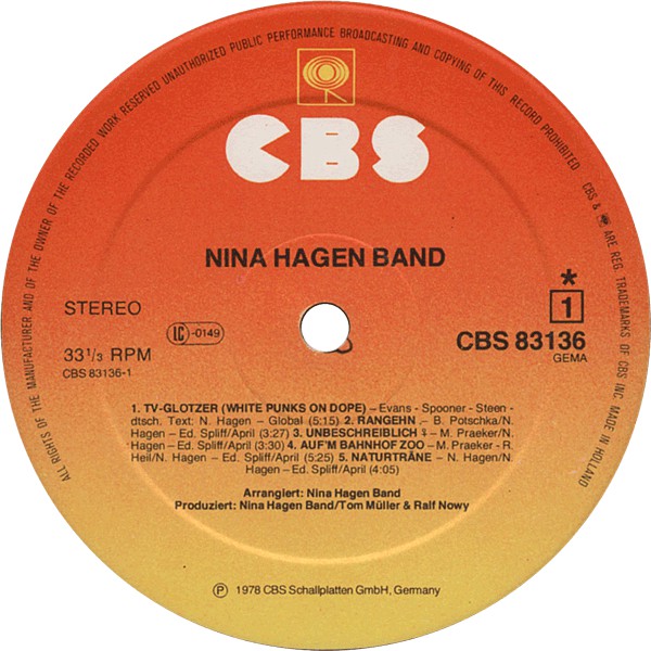 Hagen, Nina Band ‎– Nina Hagen Band